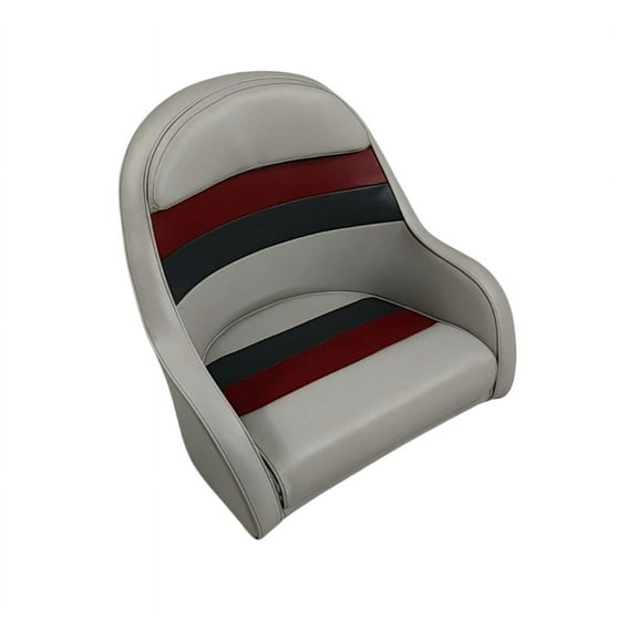 Premium Series Pontoon Bucket Style Captain Chair 3006-ABEC Grey/Red/Charcoal