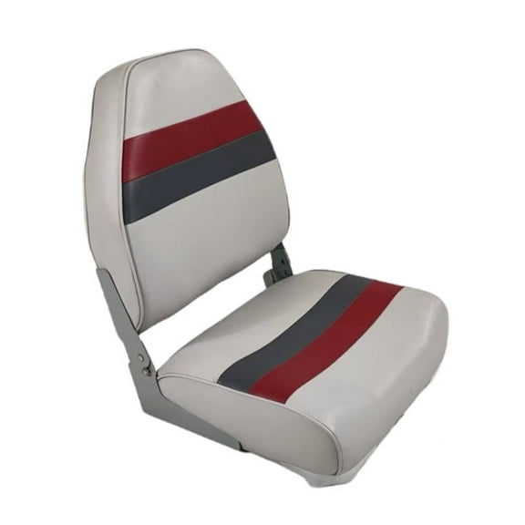 Premium Series Pontoon Fold Down Boat Seat 3008-ABEC Grey/Red/Charcoal