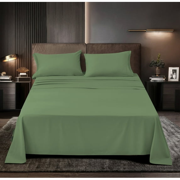 Perfectly Series Rayon Made from Bamboo Sheet Set - Wrinkle Free-Softer than Cotton - Deep Pockets - 3 Piece - 1 Fitted Sheet, 1 Flat, 1 Pillowcases Twin XL, Sage Green