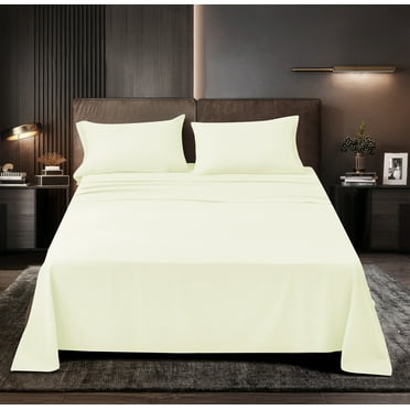 Premium Series Rayon Made from Bamboo Sheet Set - Wrinkle Free -Softer than Cotton- Deep Pockets - 4 Piece - 1 Fitted Sheet, 1 Flat, 2 Pillowcases King, Ivory