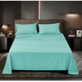 thumbnail image 1 of Premium Series Rayon Made from Bamboo Sheet Set - Wrinkle Free -Softer than Cotton- Deep Pockets - 4 Piece - 1 Fitted Sheet, 1 Flat, 2 Pillowcases Queen, Aqua, 1 of 4