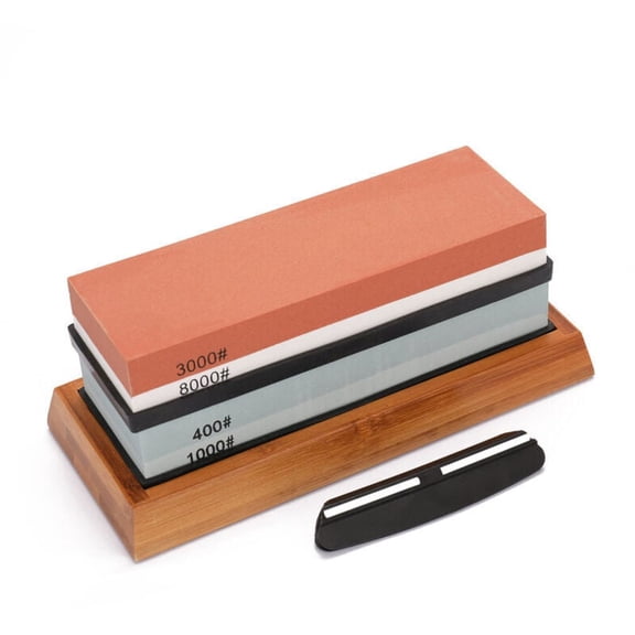 Premium Sharpening Stone Set 400/1000 3000/8000 Grit with Non-Slip Base, Compatible with Knives - No Flattening Stone Included