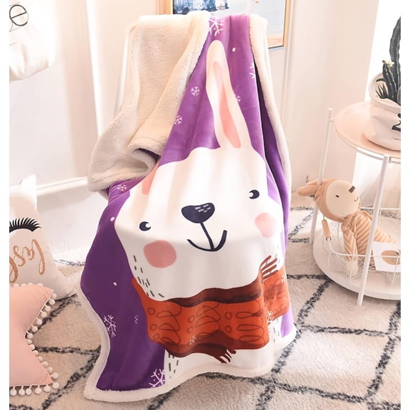 Premium Sherpa Fleece Blanket 37x53 in Throw Size Blanket Warm Plush Bed Blanket
