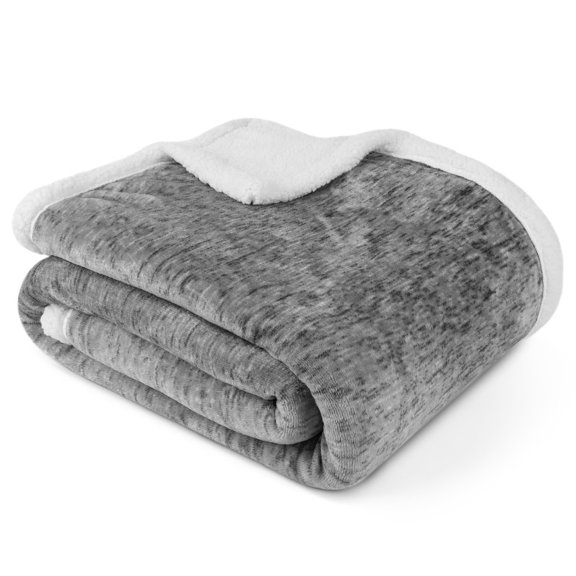 Premium Sherpa Melange Throw Blanket for Couch, Soft, Fluffy, Plush, Warm, Cozy | Fuzzy Lightweight Microfiber, Wine Luxury Modern Reversible TV Blanket | 50 x 60 Inches