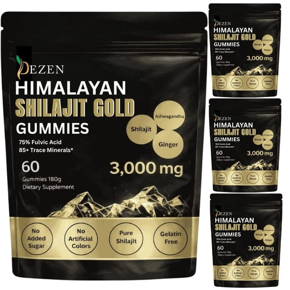 Premium Shilajit Gummies 3000mg – Himalayan Fulvic Acid Superfood, Natural Energy Booster & Immune Support - Pack 4