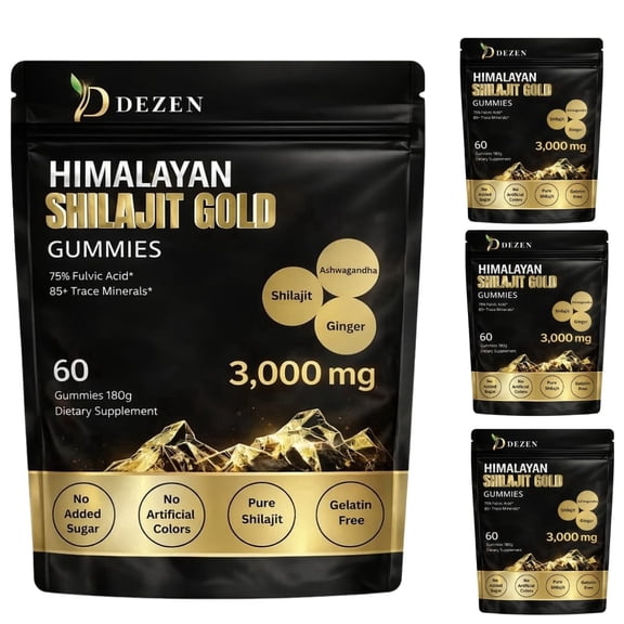 Premium Shilajit Gummies 3000mg  Himalayan Fulvic Acid Superfood, Natural Energy Booster & Immune Support - Pack 4