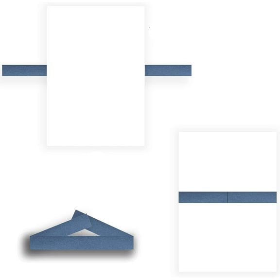 Premium Shimmery Metallic Paper 1.5" x 11" Belly Bands - 50 Pack - Perfect for 5" x 7" Invitations - Great for holding wedding invitation sets together! (Sapphire)