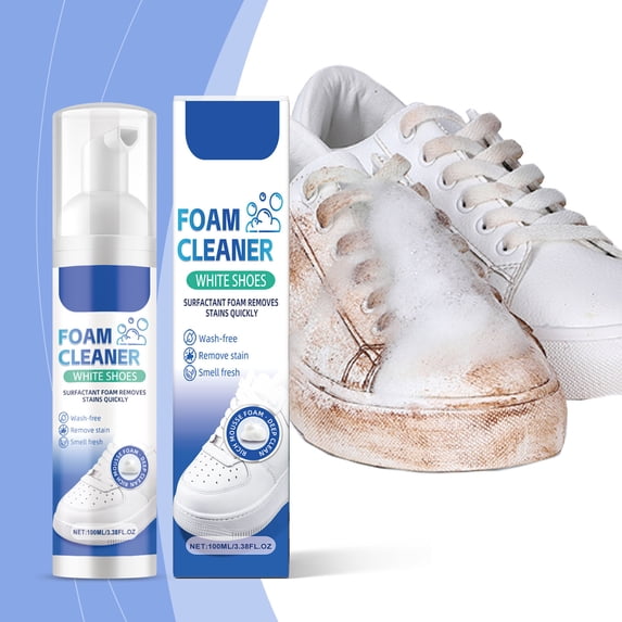 Premium Shoe Cleaner Kit for White Sneakers & Trainers | Deep Cleaning Foam with Brush & Towel | Removes Dirt Stains from Leather, Suede, Tennis, Boots | 100ml