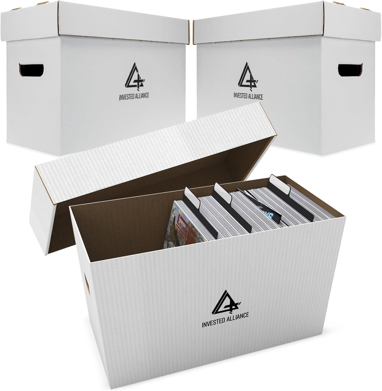 Premium Short Comic Book Storage Box (3 Pack - White). Thick Cardboard ...