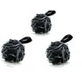 thumbnail image 1 of Premium Shower Loofah Bamboo Charcoal Bath Ball –50g Bath Bamboo Charcoal – Men & Women Exfoliating Body Loofah Bamboo Charcoal: 3 Pcs loofahs Pouf Ball-Black, 1 of 7