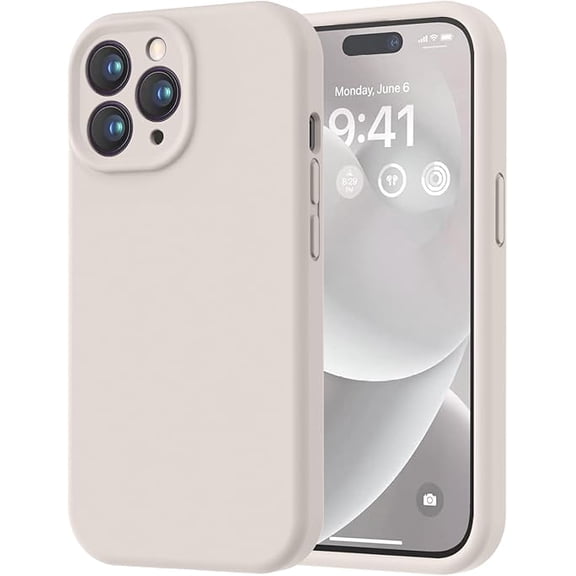 Premium Silicone Case, Shockproof, Soft Lining  For iPhone 15 Pro 6.1" Stone