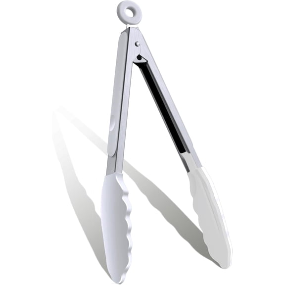 Premium Silicone Cooking Tongs, Serving Kitchen Food Tongs with Non-Slip Silicone Grip for Serving, Cooking(White)