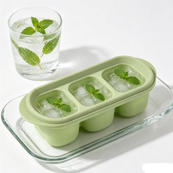 Premium Silicone Ice Forms Tray with Lid - 3 Cavity Stackable Mold for Whiskey Cocktails