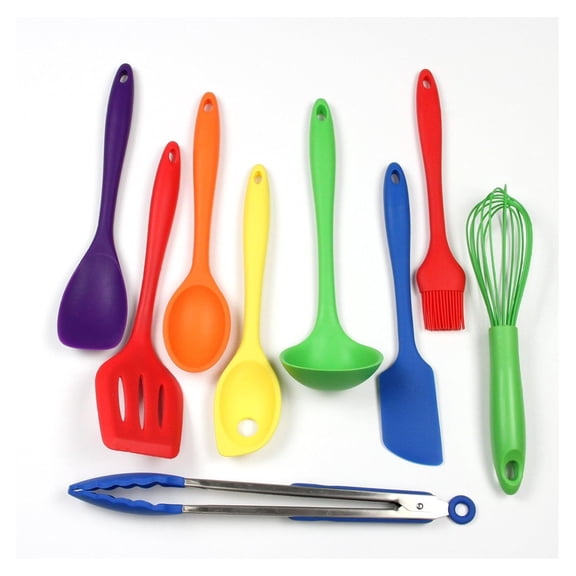 Premium Silicone Kitchen Tool and Utensil, 9 Piece Set, Assorted