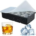 Premium Silicone Large Ice Cube Trays with Lid 2 Inch Square, 8 Big