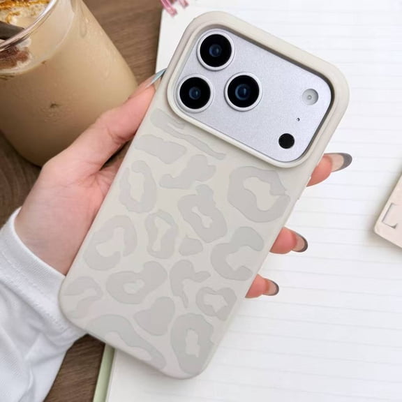 Premium Silicone Leopard Pattern Phone Case for iPhone 14/15/16/17 Plus Pro Pro Max, Fashion Shockproof Protective Cover