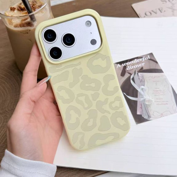 Premium Silicone Leopard Pattern Phone Case for iPhone 14/15/16/17 Plus Pro Pro Max, Fashion Shockproof Protective Cover