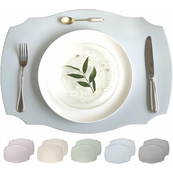 Premium Silicone Placemats, Set of 2 (Misty Blue)