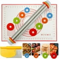 Premium Silicone Rolling Pin Set with Adjustable Thickness Rings Save
