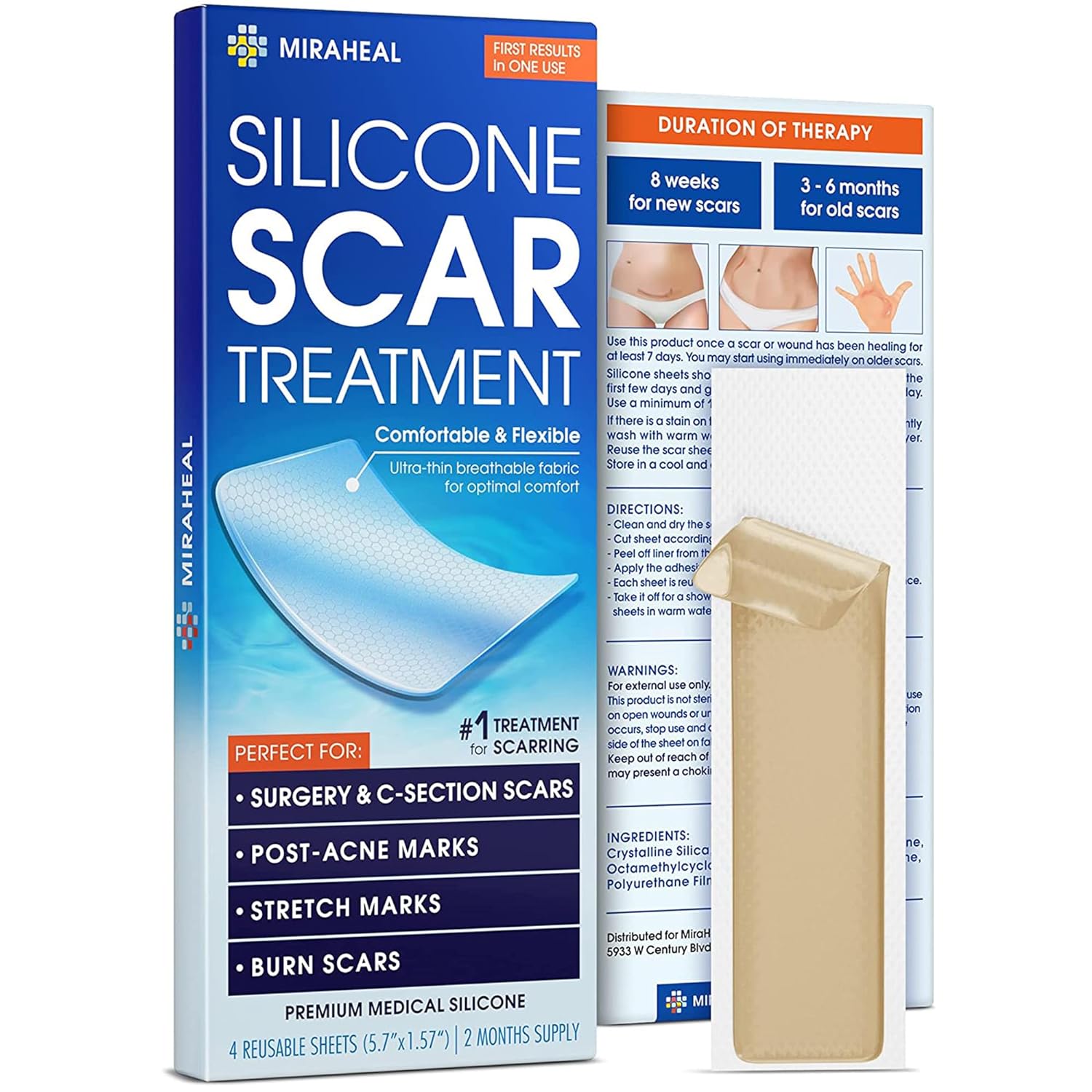 Premium Silicone Scar Sheets Clinically Shown Scar Removal Treatment