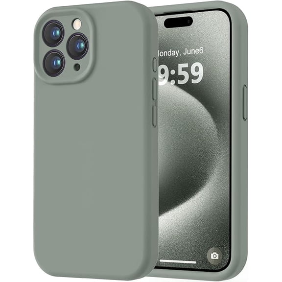 Premium Silicone, Shockproof, Soft Anti-Scratch Lining — For iPhone 15 Pro Max 6.7" Calke Green