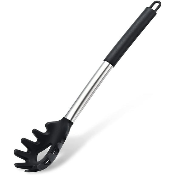 Premium Silicone Spaghetti Server Pasta Spoon Fork with Stainless Steel Handle