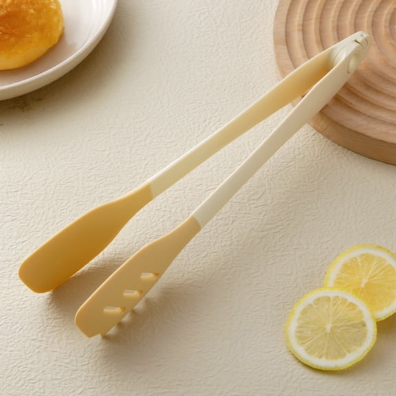 Premium Silicone Split Clip, 3 In 1 Kitchen Barbecue Steak Tongs, Anti Scald High Temperature Resistant Food Clip, Ideal for Complementary Food Noodle Cooking Home Kitchen Utensil, Yellow