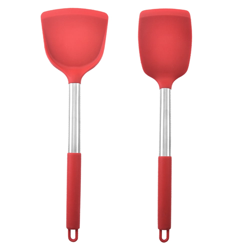Red Silicone and Stainless Steel Cooking Utensil Set