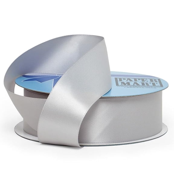 Premium Silver Double Face Satin Ribbon  1.5" x 50 Yards