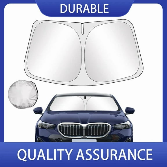 Premium Silver Folding Sun Shade W/ Bag For Bmw 5 Series - Screen Heat Shield