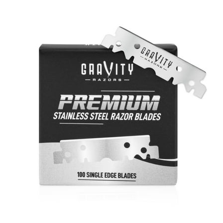 Premium Single Edge Razor Blades - Swedish Steel Razor Blades for Safety Razors and Straight Edge Razors, by GRAVITY RAZORS (100 Count)