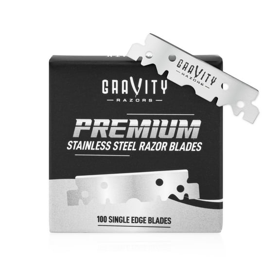 Premium Single Edge Razor Blades - Swedish Steel Razor Blades for Safety Razors and Straight Edge Razors, by GRAVITY RAZORS (100 Count)