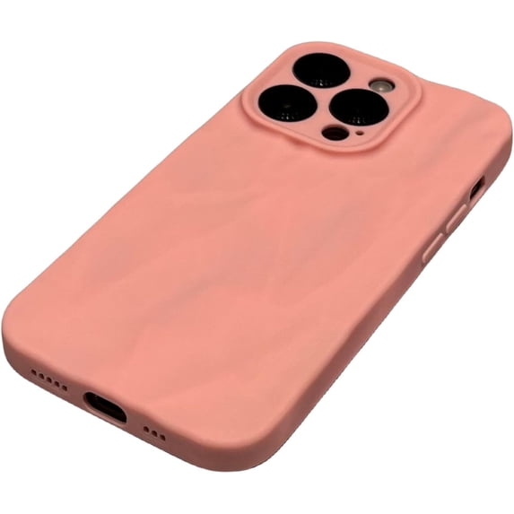 Premium Skin Feeling Pleated Phone Case, Premium Colour, Simple and Stylish, Anti-Drop, 4 Colours Available, for iPhone 15 14 13 12 11 Pro Max XS XR X Phone Case (Pink,iPhone 12 Pro)