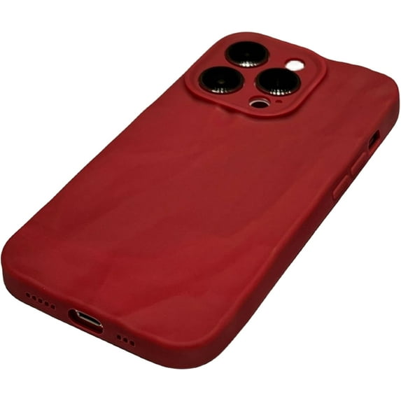 Premium Skin Feeling Pleated Phone Case, Premium Colour, Simple and Stylish, Anti-Drop, 4 Colours Available, for iPhone 15 14 13 12 11 Pro Max XS XR X Phone Case (Red,iPhone 12 Pro Max)