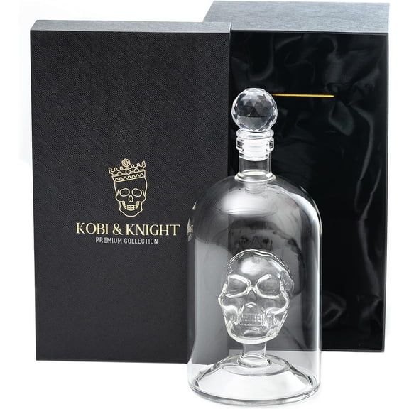 Premium Skull Decanter - Borosilicate Glass - for Vodka, Whiskey, Rum, Gin, Tequila Bottle - 25fl oz / 750ml Skull Barware