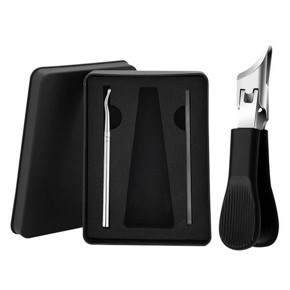 Premium Slanted Nail Clippers of 3 Pieces, Eagle Beak Nail Clippers, Wide Jaw Slanted Design with Anti-Splash Guard for Easy Cutting