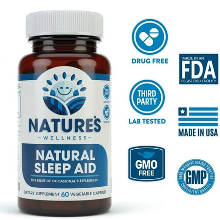 Premium Sleep Aid for Adults - Effective - Non Habit Forming - Natural Relief - Feel Refreshed - Proprietary Blend with Melatonin, Tryptophan, Magnesium, Valerian, Chamomile & More - 60 Veg
