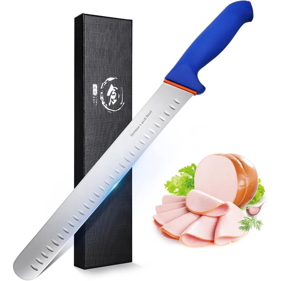 Premium Slicing Brisket Knife 12 inch Slicer for Meat Cutting - Stainless and Sharp BBQ Grill Roast Turkey Carving Gift Men&Women