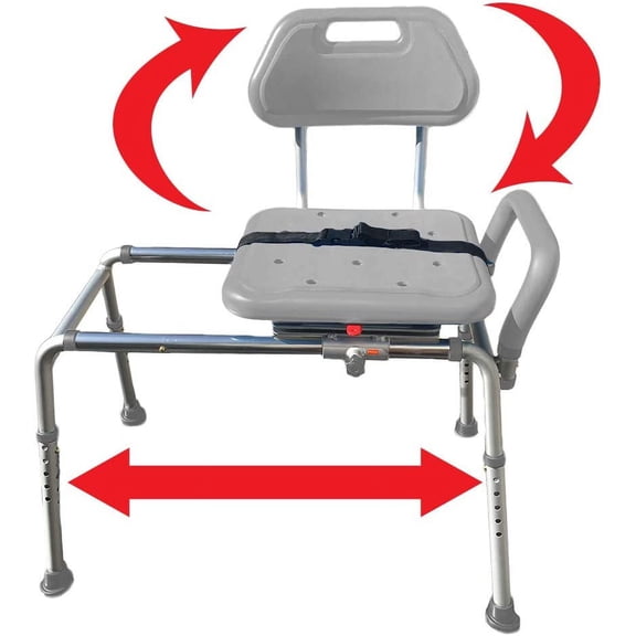 Premium Sliding Bath Transfer Bench with Swivel Seat-Padded