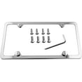 thumbnail image 1 of Premium Slim Style Stainless Steel License Plate Frame (4 Holes, Polished Mirror Finish), 1 of 3