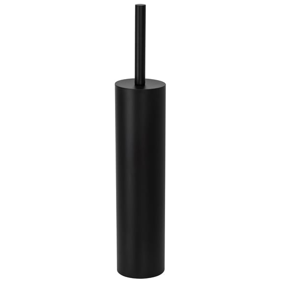 Acento Slim Round Holder, 8 x 8 x 44.5 cm Metal Removable Plastic Liner Tall Toilet Brush in Matte Black