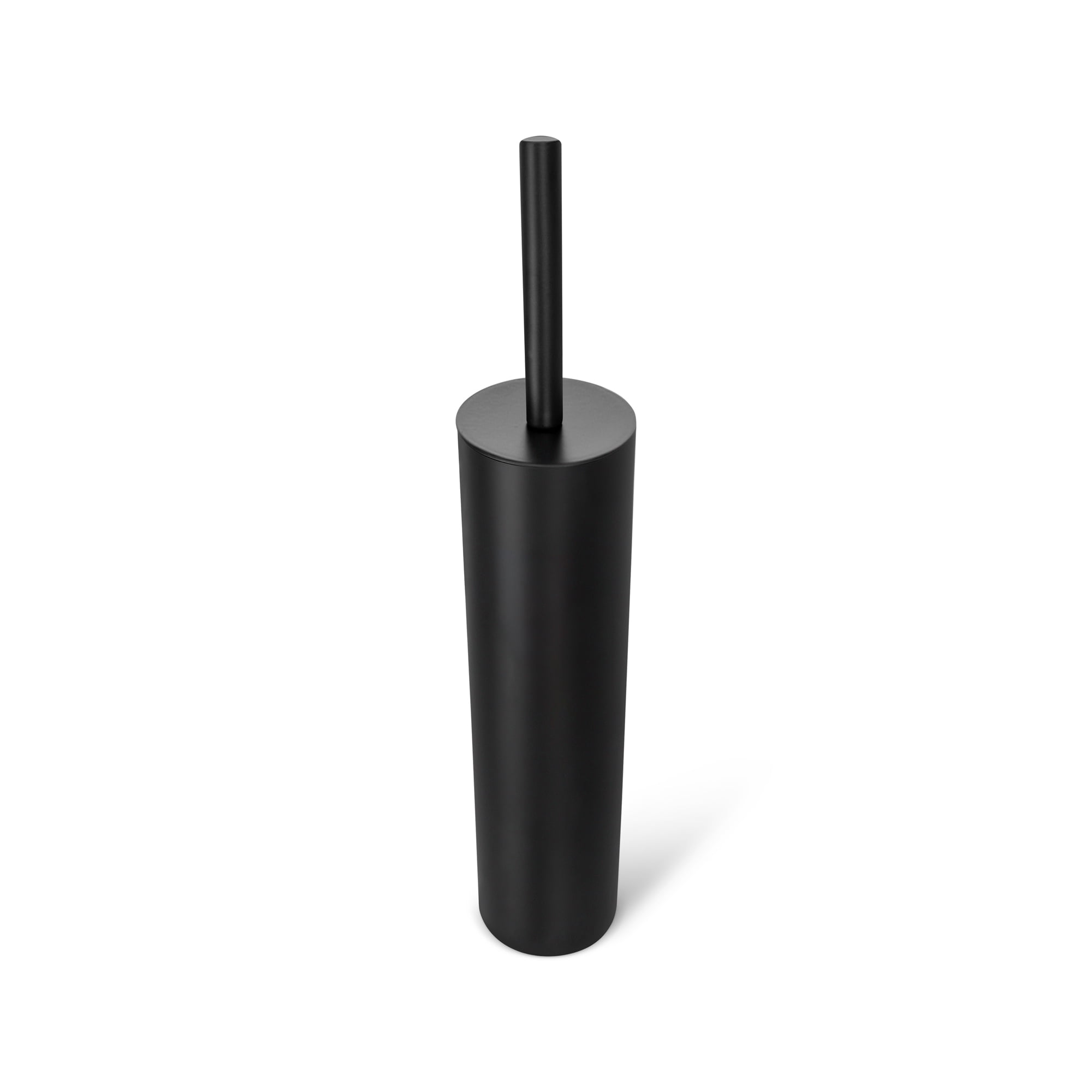 Acento Slim Round Holder, 8 x 8 x 44.5 cm Metal Removable Plastic Liner Tall Toilet Brush in Matte Black
