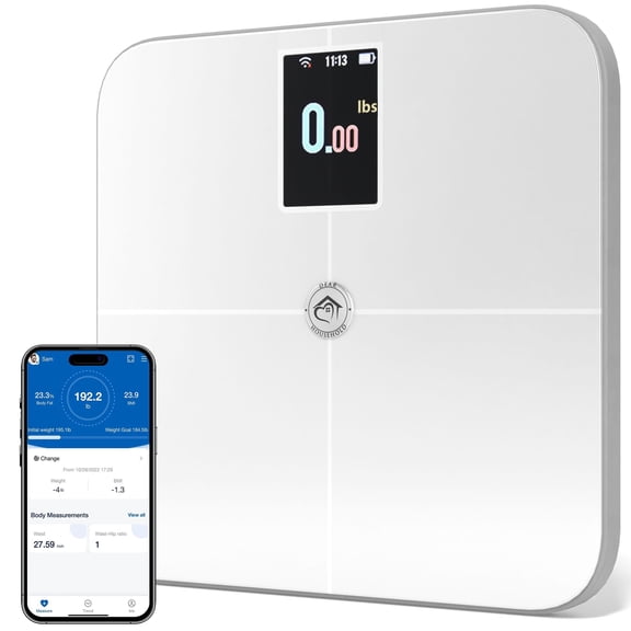 Dear Household 4-Sensor Smart Body Composition Scale - Wi-Fi & Bluetooth Digital Bathroom Scale with Rechargeable Battery, 25+ Metrics & 400 lbs Capacity