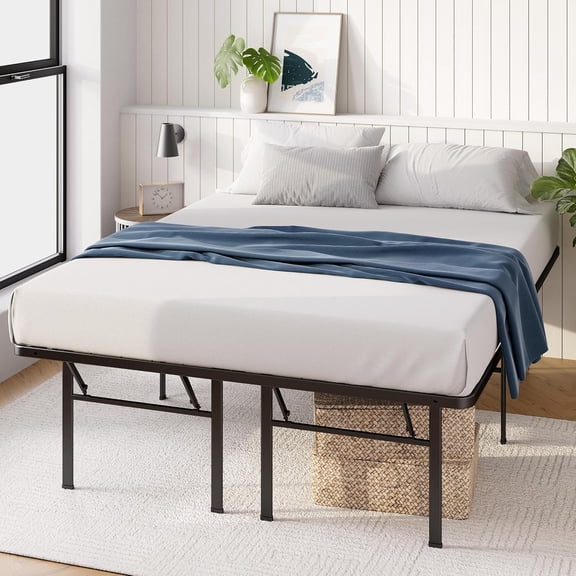 Premium SmartBase 18 Inch  Size Platform Bed Frame with Under-Bed Storage and Noise- Design