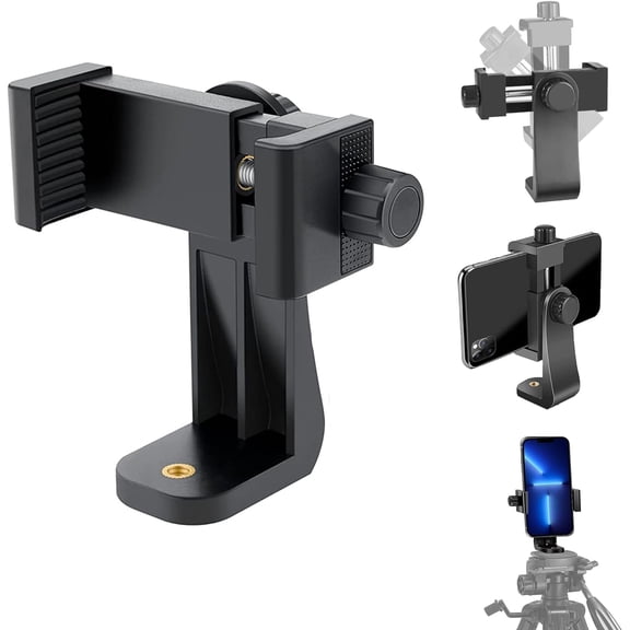 Premium Smartphone Holder/Vertical and Horizontal Tripod Mount Adapter Rotatable Bracket with 1/4 inch Screw/Adjustable Clip for iPhone, Android Cell Phone, Selfie Stick, Camera Stand