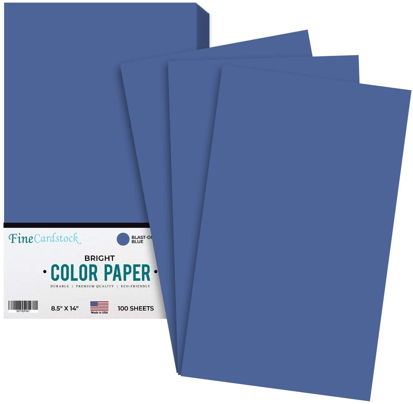 Premium Smooth Color Paper | for School Office & Home Supplies, Holiday Crafting, Arts and Crafts | Acid & Lignin Free | 24lb Paper - 100 Sheets per Pack | Blast-off Blue | 8.5 x 14