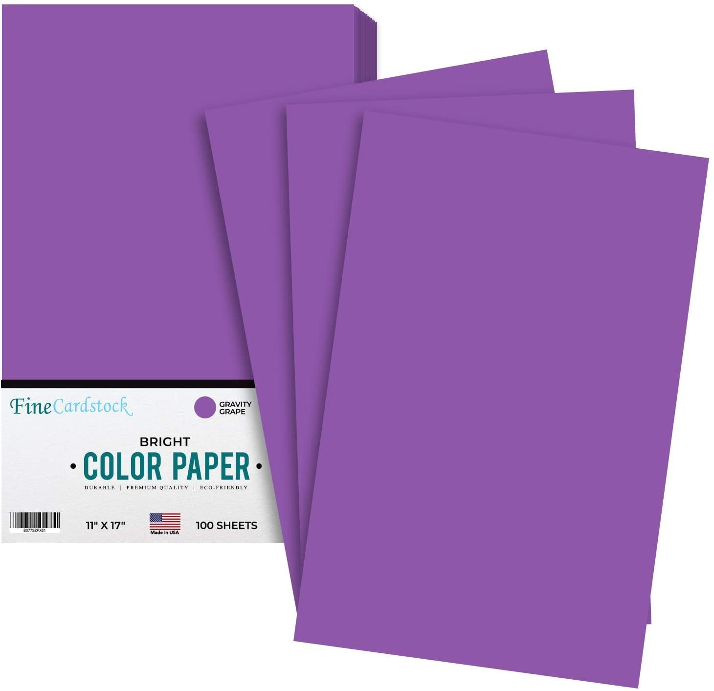 Premium Smooth Color Paper | for School Office & Home Supplies, Holiday Crafting, Arts and Crafts | Acid & Lignin Free | 24lb Paper - 100 Sheets per Pack | Gravity Grape | 11 x 17