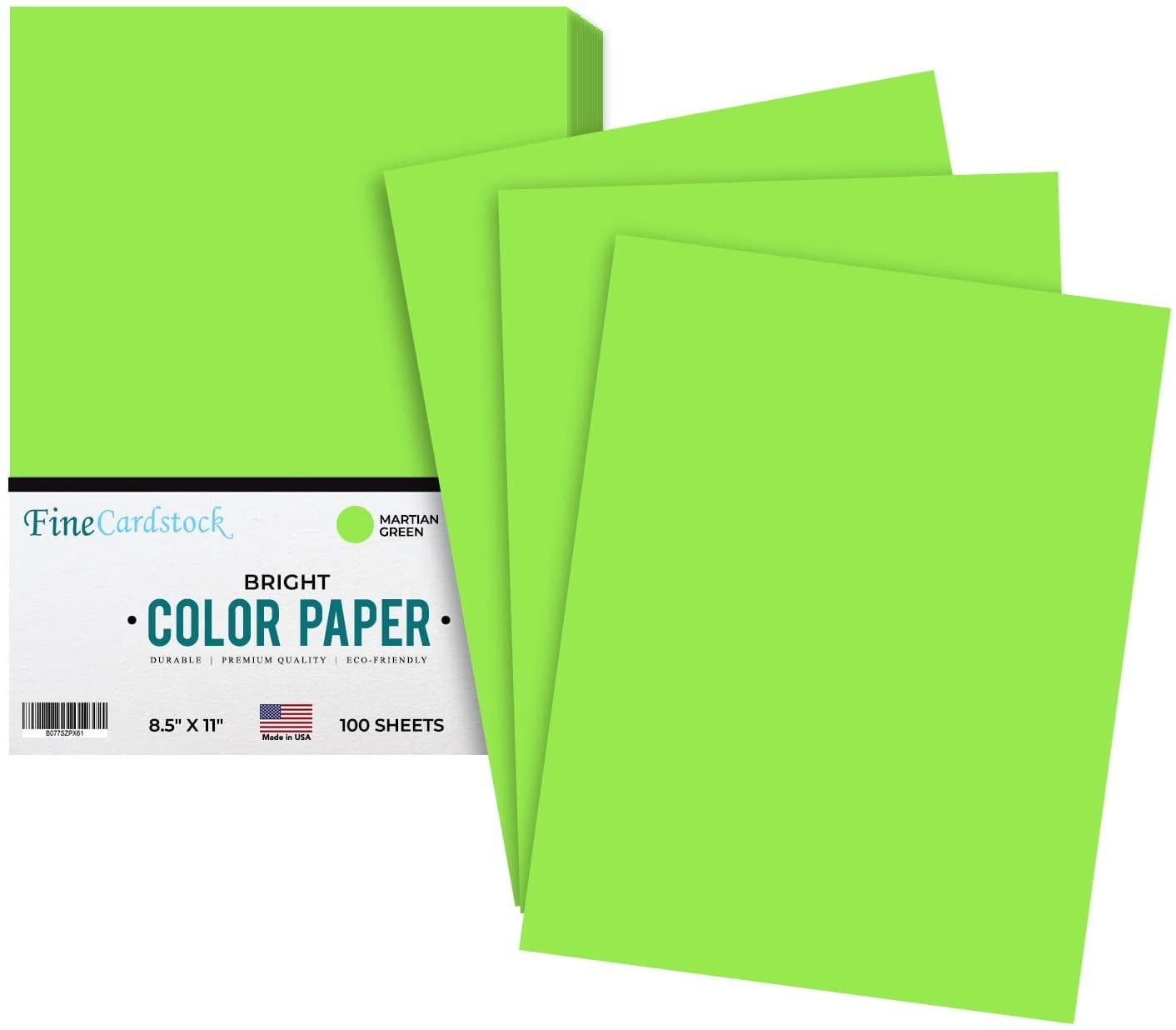 Premium Smooth Color Paper | for School Office & Home Supplies, Holiday Crafting, Arts and Crafts | Acid & Lignin Free | 24lb Paper - 100 Sheets per Pack | Martian Green | 8.5 x 11
