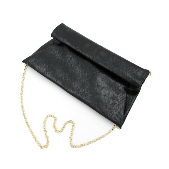 Premium Snakeskin PU Leather Roll Up Flap Clutch Evening Bag