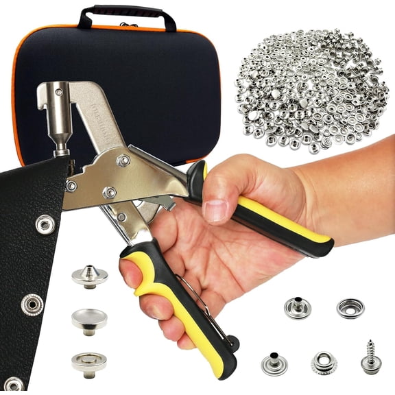 Premium Snap Fastener Tool with Case & 100 Sets 15mm Stainless Steel Snaps, Heavy-Duty Snap Button Kit for Fabric/DIY Sewing/Leather/Boat Cover/Canvas/Tarps/Repairs